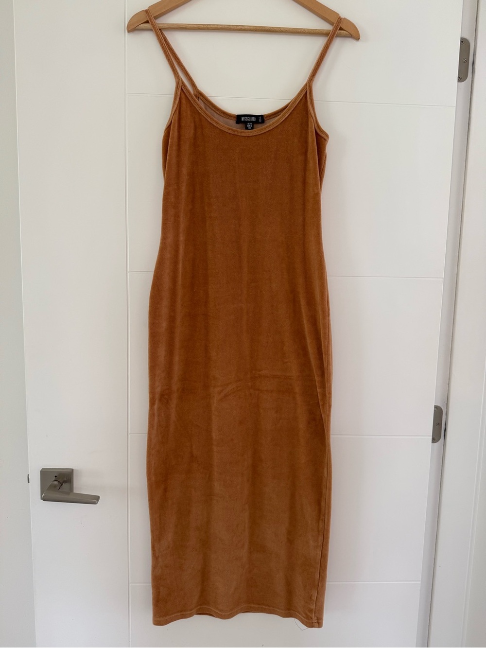 Missguided Camel Velour Sun Dress, size 8.